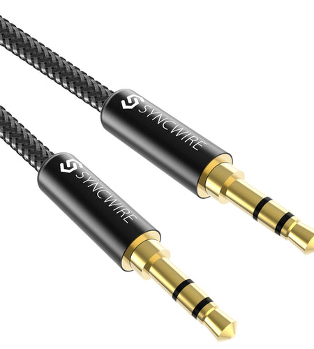 3.5Mm Aux Cable (10Ft/3M) Hi-Fi Sound Nylon Braided Auxiliary Audio Cable Adapter Male to Male AUX Cord for Headphones, Car, Home Stereos, Speaker, Iphone, Ipad, Ipod, Echo & More Black