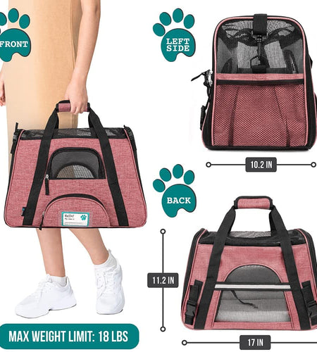 Airline Approved Pet Carrier for Cat, Soft Sided Dog Carrier Small Dog, Cat Travel Supply Accessories Indoor Cats, Ventilated Pet Carrying Bag Medium Large Kitten Puppy, Small Heather White Red