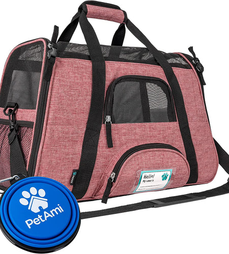 Airline Approved Pet Carrier for Cat, Soft Sided Dog Carrier Small Dog, Cat Travel Supply Accessories Indoor Cats, Ventilated Pet Carrying Bag Medium Large Kitten Puppy, Small Heather White Red